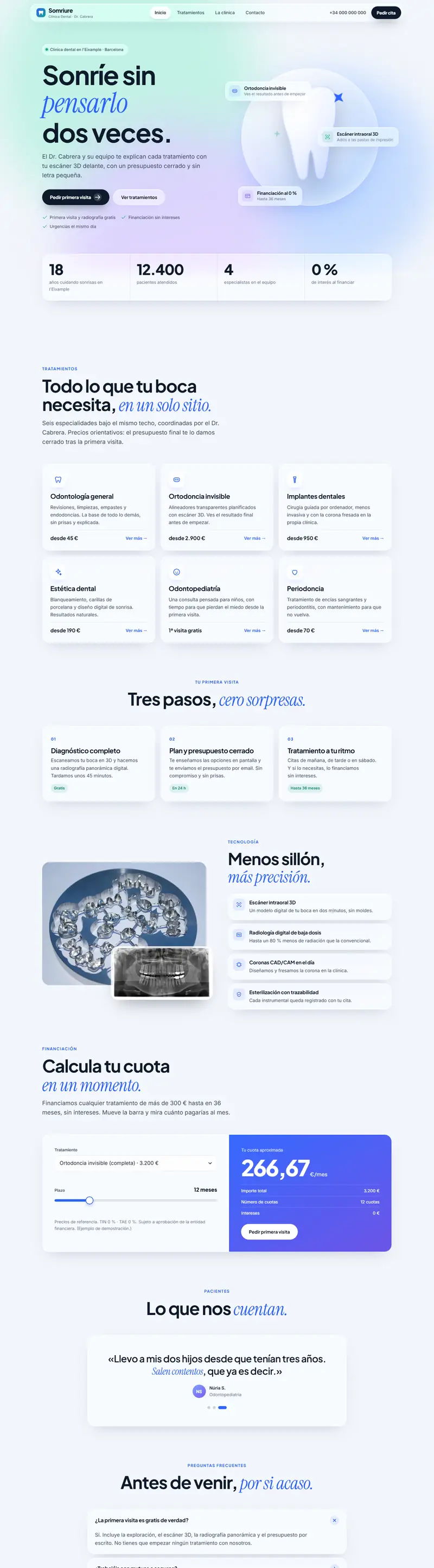 Captura completa de la web de Somriure, clínica dental